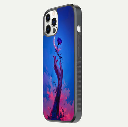 Mystic Hand Glass Case for iPhone 12 Pro side-angle image showing reflection depth and sacred aesthetic