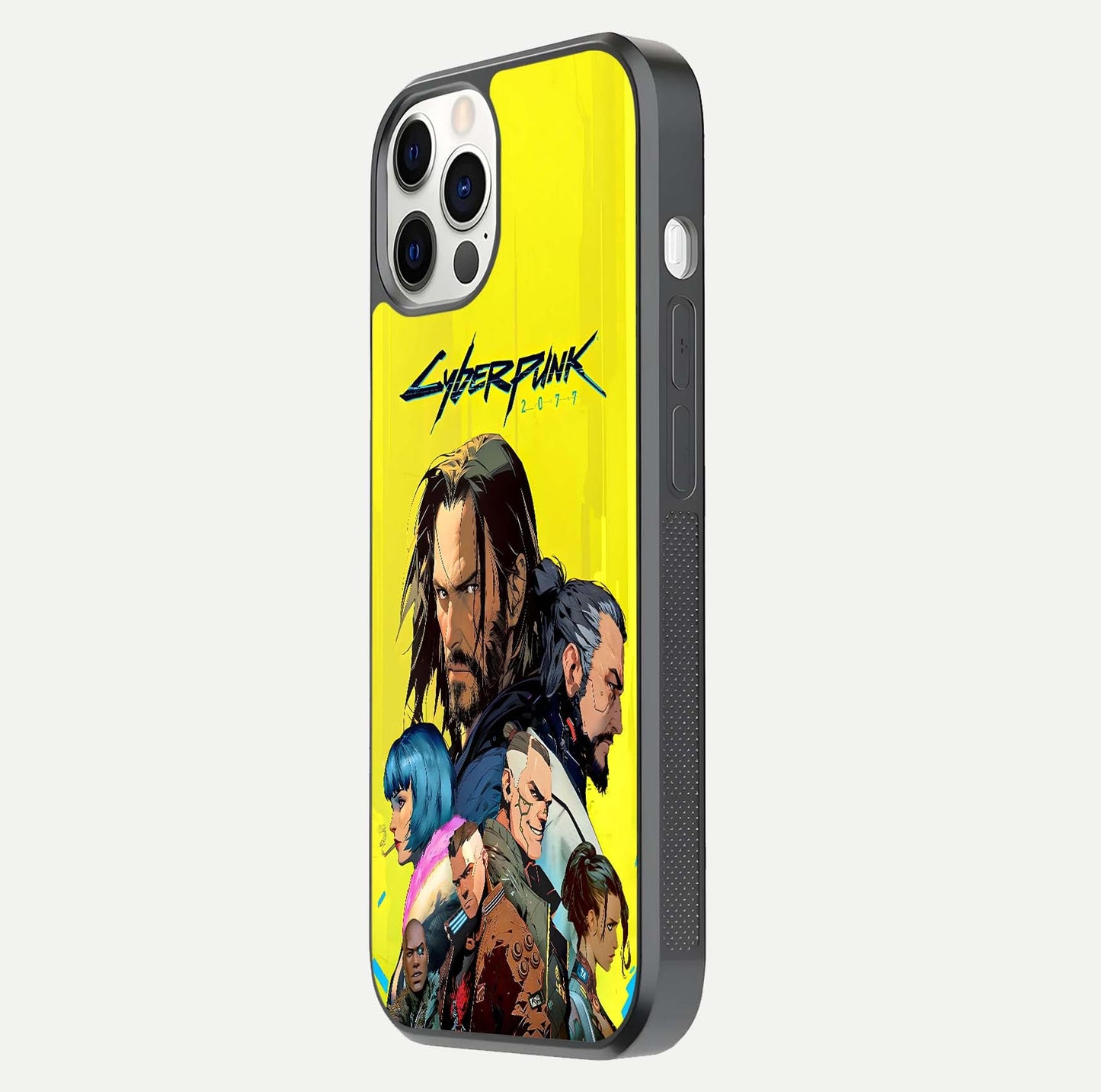 Neon Rebel Genesis Glass Case for iPhone 12 Pro side-angle image showing gloss surface and sharp neon tone