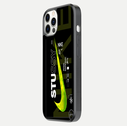 Neon Street Edition Glass Case for iPhone 12 Pro side-angle image showing reflection depth and modern tones