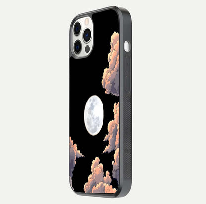 Shade Cloud Moon Glass Case for iPhone 12 Pro side-angle image showing reflection and night-sky detail