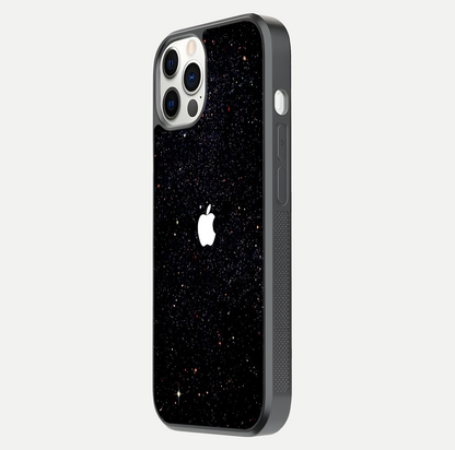 Starry Apple Galaxy Glass Case for iPhone 12 Pro side-angle image showing gloss and star pattern detail