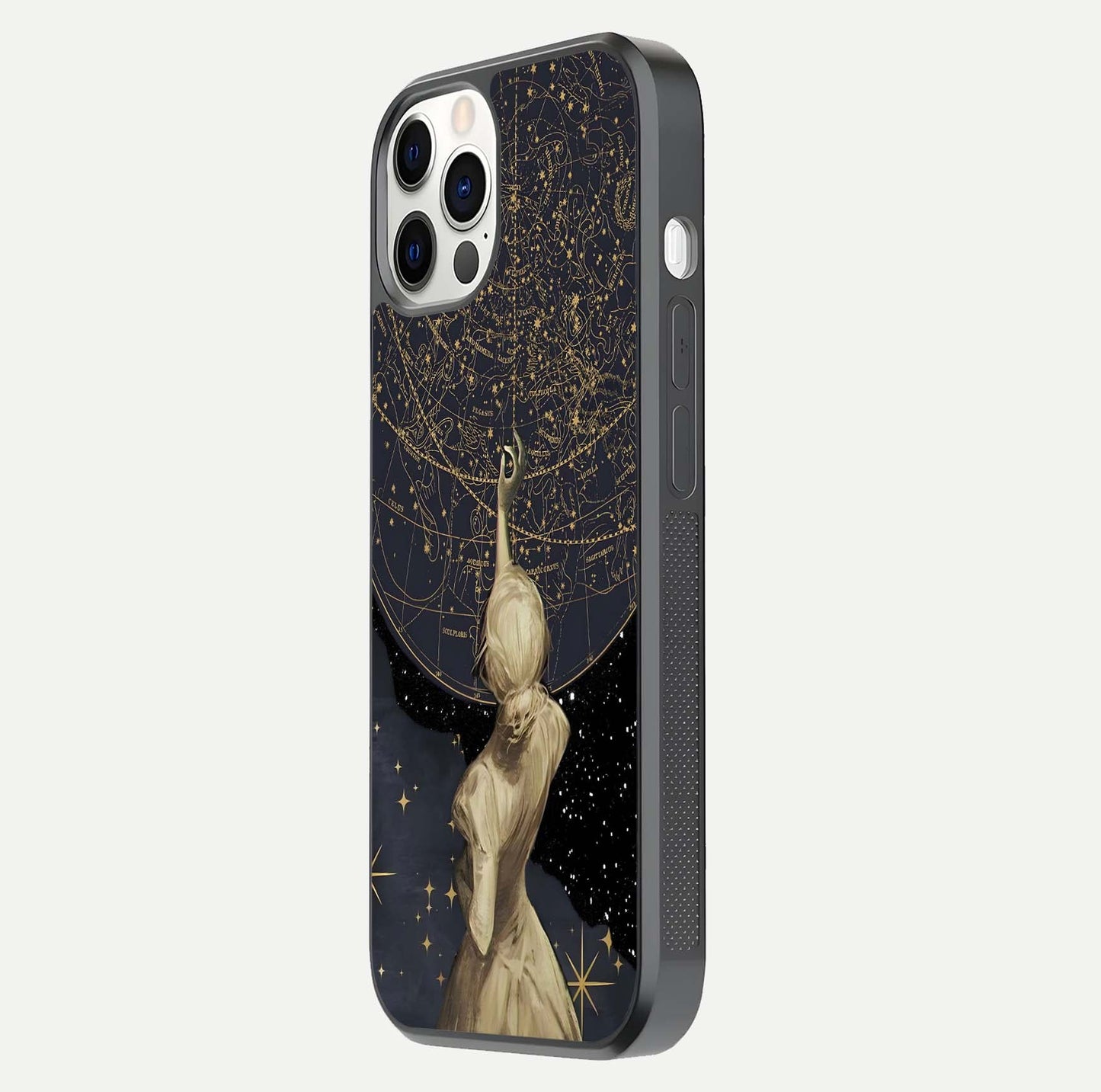 Taylor Swift Girl Glass Case for iPhone 12 Pro side-angle image showing glossy surface and color tone
