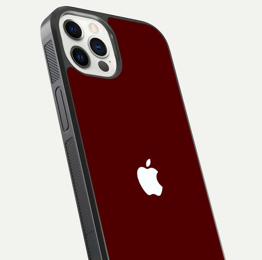 Apple Crimson Core Glass Case for iPhone 12 Pro close-up angle showing deep crimson tone and HD glass reflection