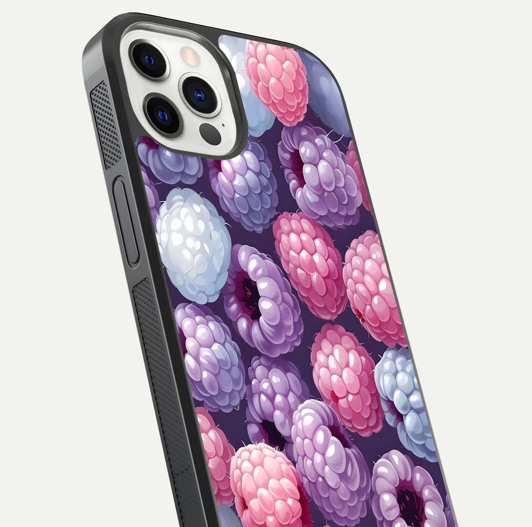 Berry Candy Pop Glass Case for iPhone 12 Pro close-up shot revealing candy-style texture and reflective surface