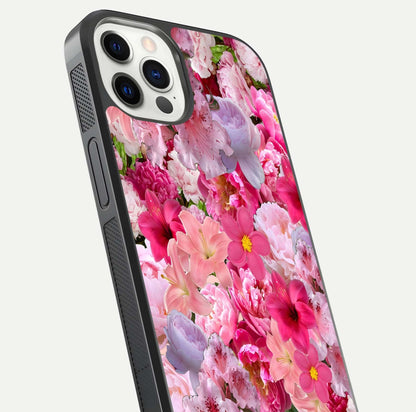 Bloom Crush Fantasy Glass Case for iPhone 12 Pro close-up image showing color gradient and petal detailing