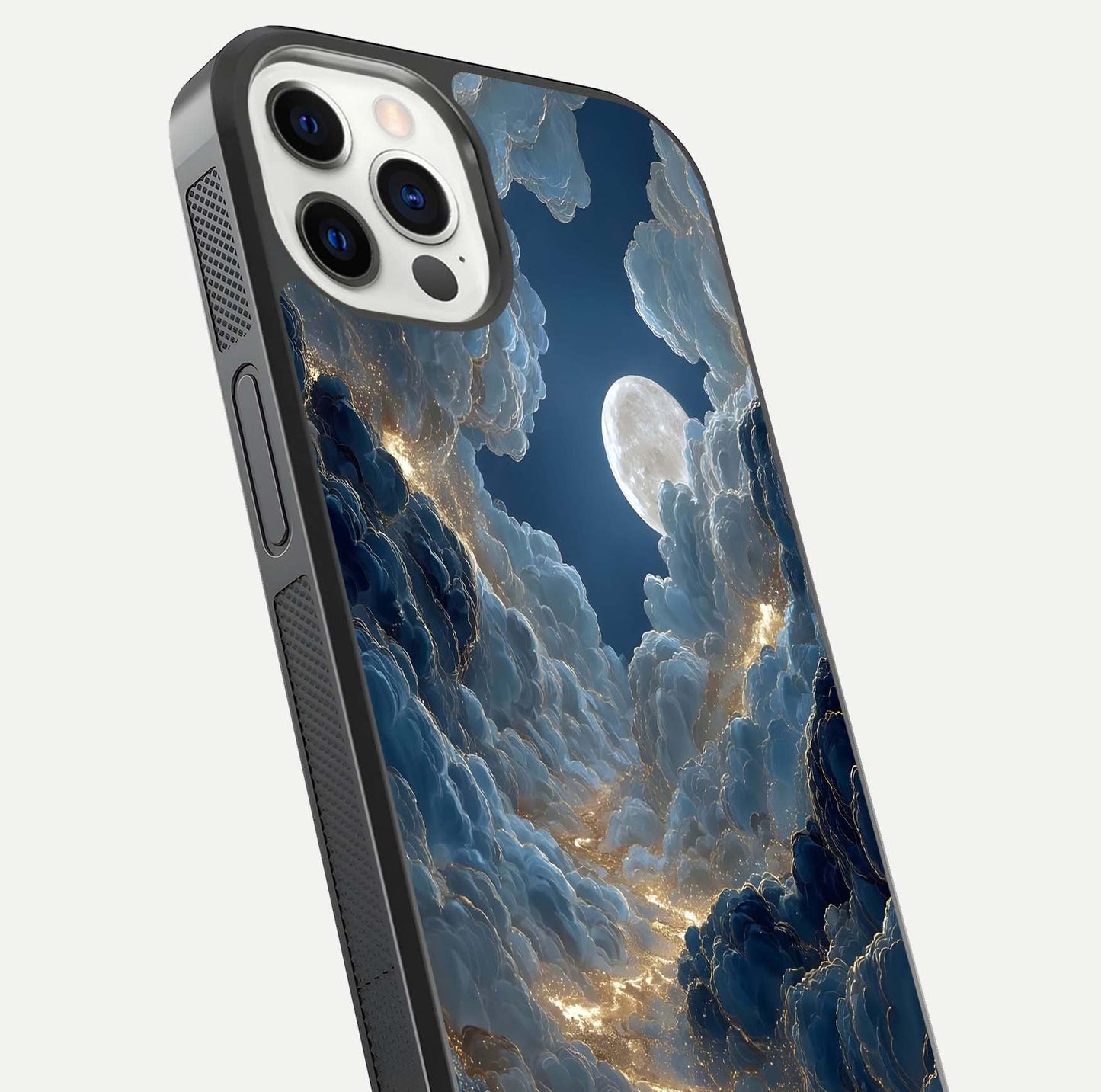 Celestial Cloud Road Glass Case for iPhone 12 Pro close-up view showing road gradient and cloud reflection shine