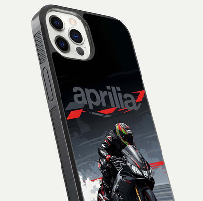 Dark Aprilla Glass Case for iPhone 12 Pro close-up highlighting detailing and reflection effect