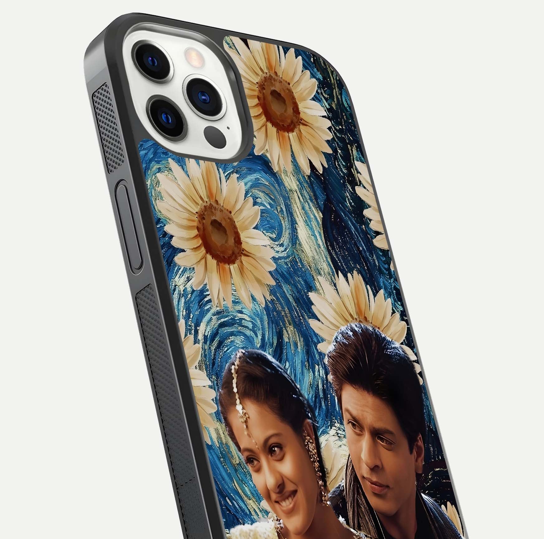 Eternal Love Story Glass Case for iPhone 12 Pro close-up highlighting couple detail and light reflection