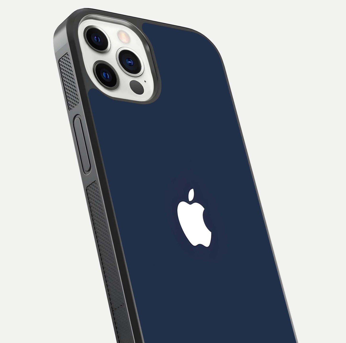 Minimal Apple Night Glass Case for iPhone 12 Mini close-up angled shot showing clean reflection and soft tone