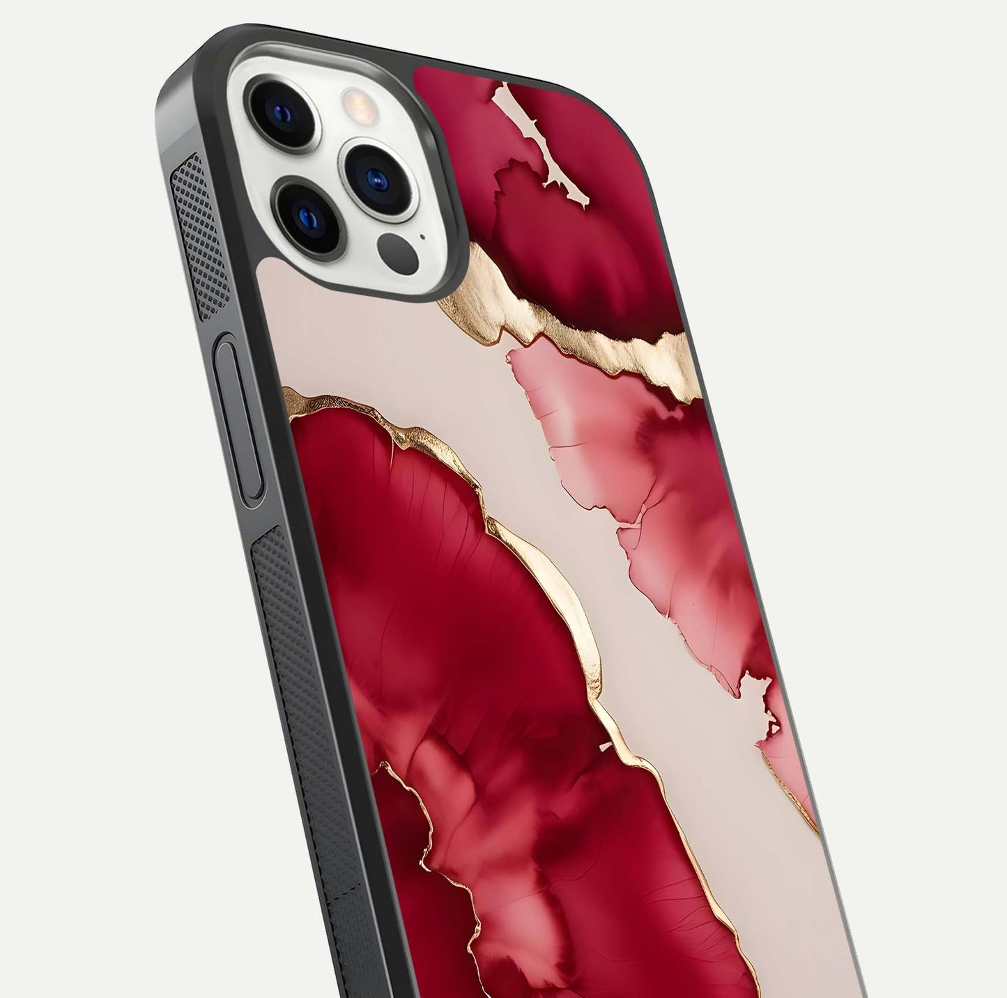Pink & White Marble Glass Case For iPhone 12 Pro