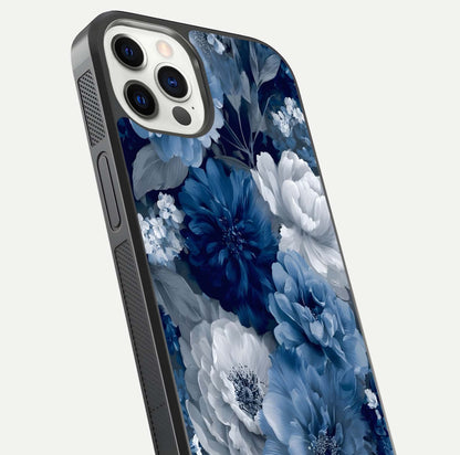 Royal Bloom Garden Glass Case for iPhone 12 Pro close-up angled shot highlighting royal bloom texture and reflection