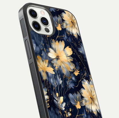Royal Petal Dream Glass Case for iPhone 12 Pro close-up angled shot highlighting petal texture and reflection depth