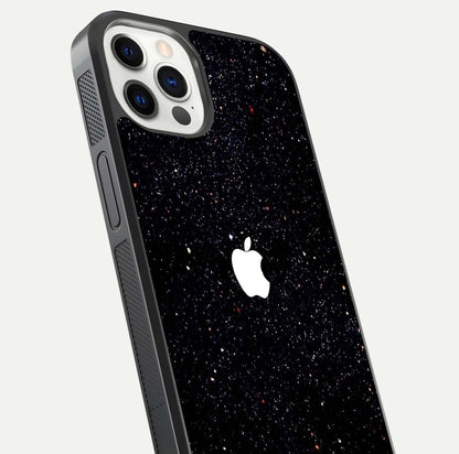 Starry Apple Galaxy Glass Case for iPhone 12 Pro close-up angled shot highlighting star details and gloss