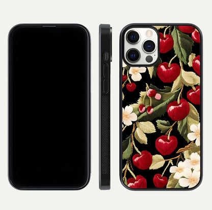 Bloom Thread Art Glass Case for iPhone 12 Pro front-and-back layout showing smooth edges and high-clarity print