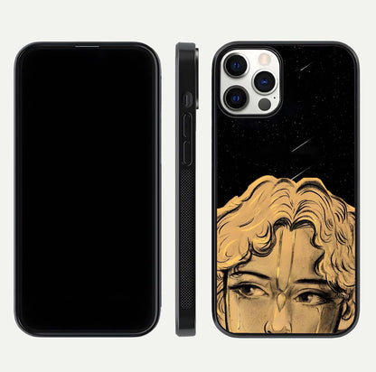 Celestial God’s Plan Glass Case for iPhone 12 Pro front & back layout showing smooth finish and spiritual art