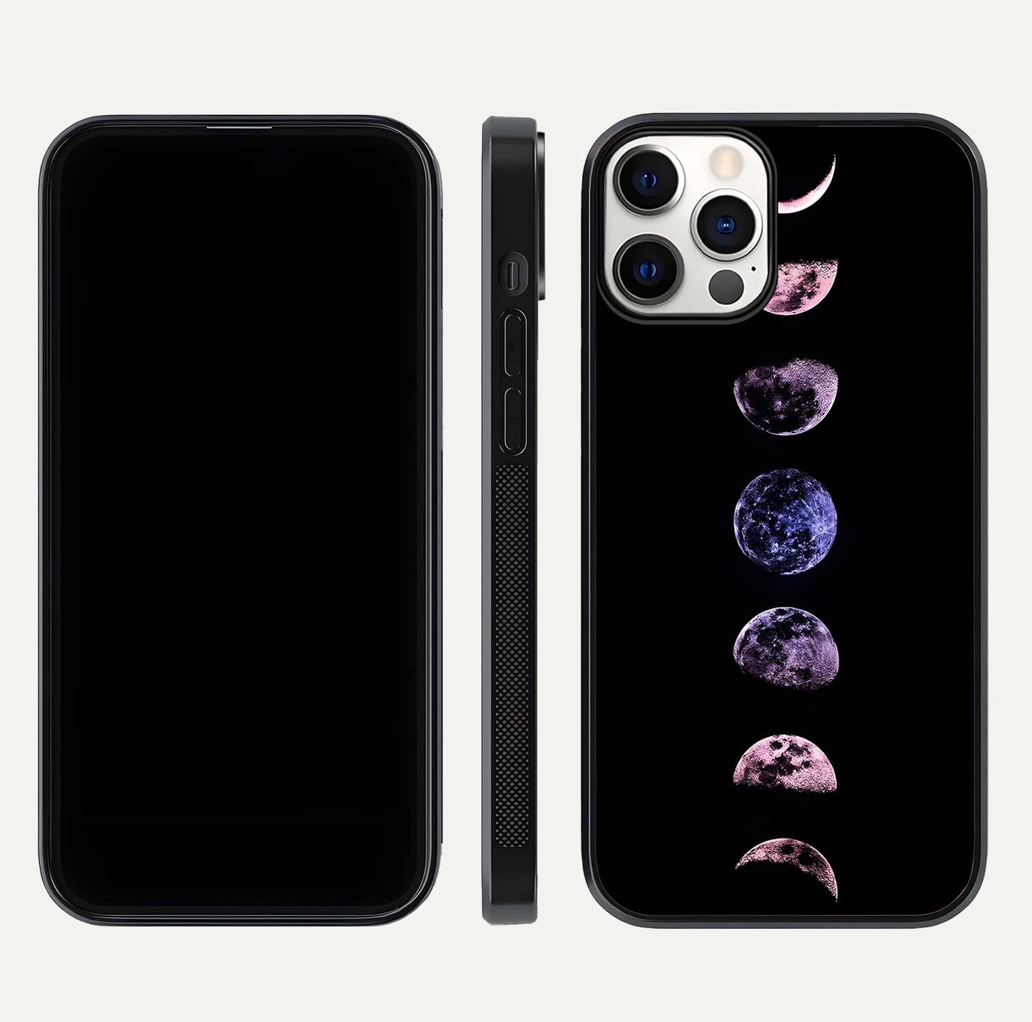 Crimson All Planets Glass Case for iPhone 12 Pro dual-view layout displaying crimson tones and curved edges