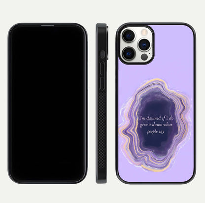 Damned People Quote Glass Case for iPhone 12 Pro dual-view layout displaying modern print and glass clarity