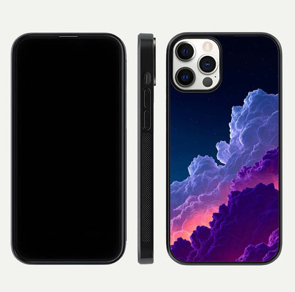Dreamy Cloud Skies Glass Case for iPhone 12 Pro dual-view layout displaying calm sky art and smooth curve