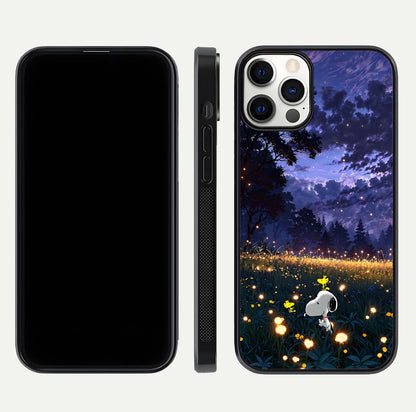 Firefly Meadow Magic Glass Case for iPhone 12 Pro dual-view layout displaying enchanting tones and curved edges