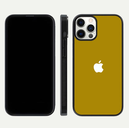 Golden Luxe Aura Glass Case for iPhone 12 Pro front and back view layout highlighting premium tone and curved glass