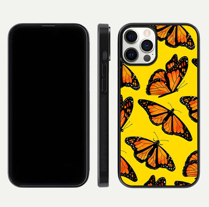 Golden Wing Flight Glass Case for iPhone 12 Pro front and back view layout highlighting graceful lines and curved glass