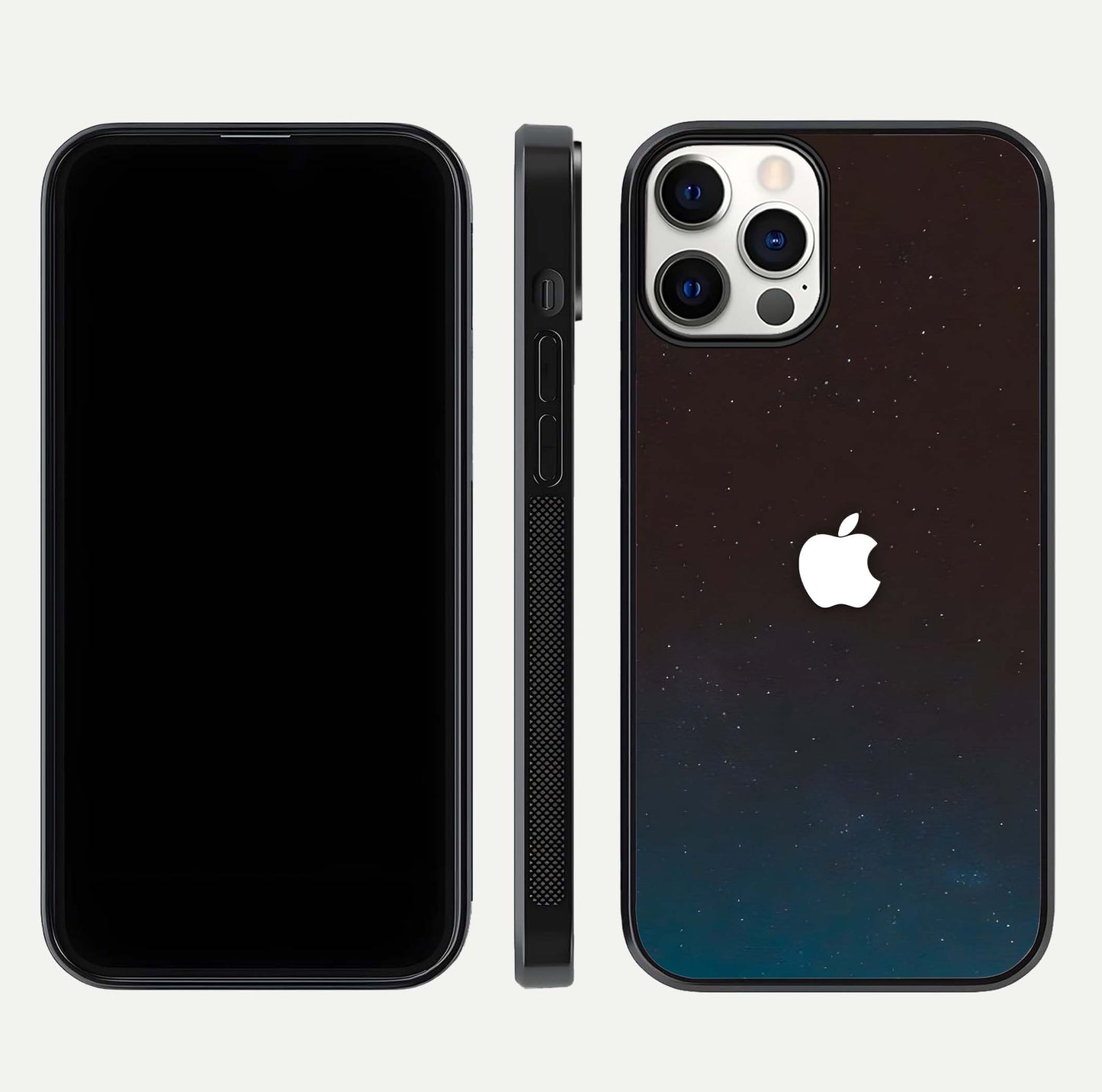 Green Emerald Apple Logo Glass Case for iPhone 12 Pro front and back view layout highlighting vibrant tones and curved glass