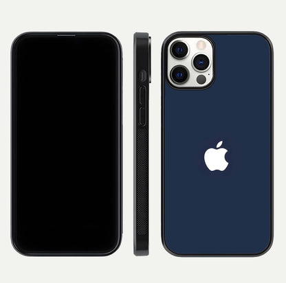 Minimal Apple Night Glass Case for iPhone 12 Mini front & back layout highlighting simplicity and edge curve