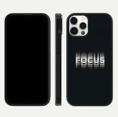 Mono Focus Vision Glass Case for iPhone 12 Mini front & back layout showing clean focus lines and curved edges