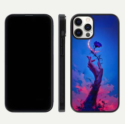 Mystic Hand Glass Case for iPhone 12 Pro front & back layout highlighting mystic design and smooth edges
