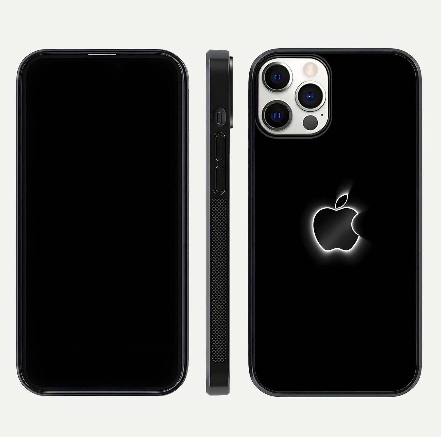 Neon Apple Glow Glass Case for iPhone 12 Pro front & back layout showing bright tones and edge curve