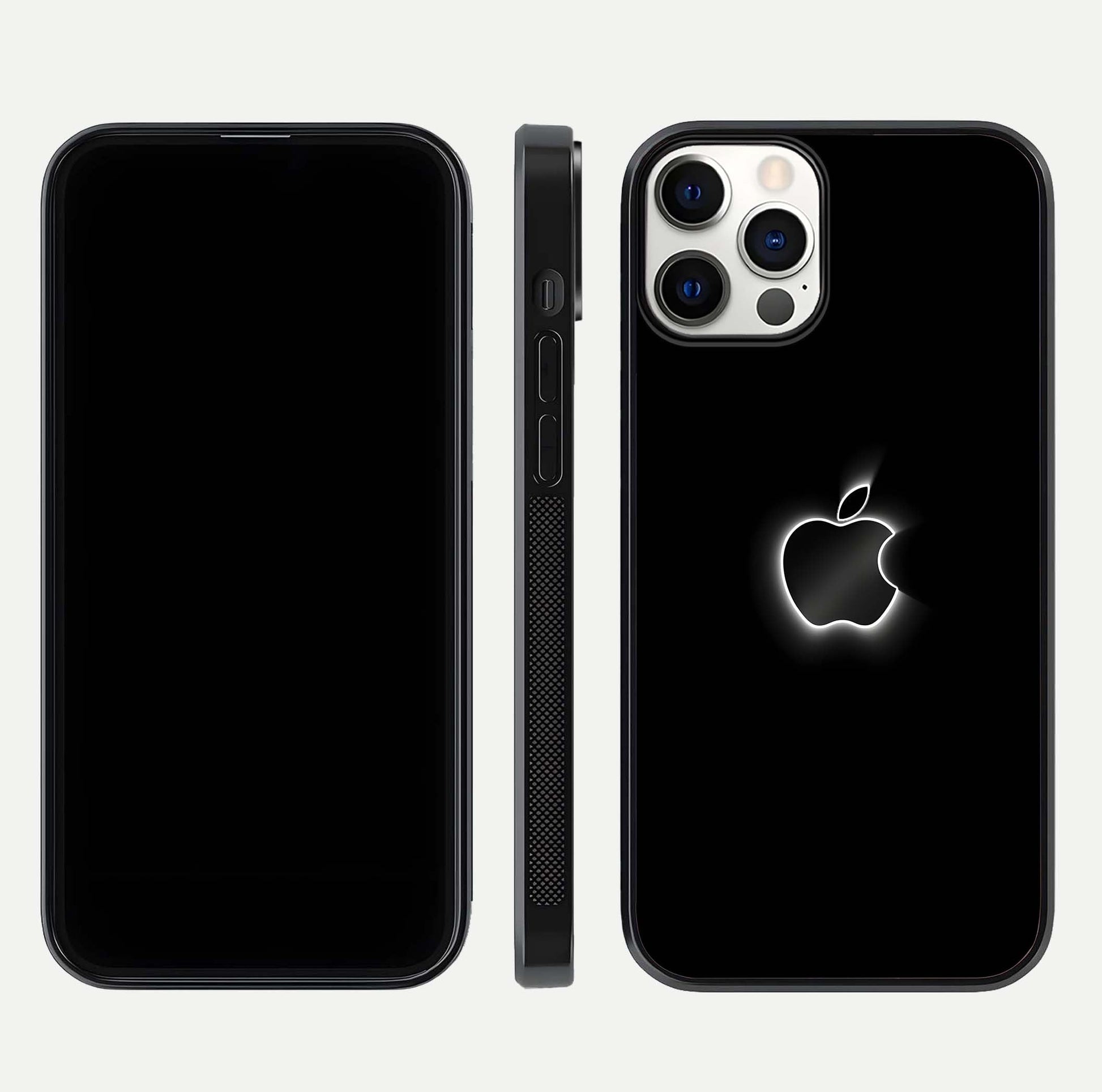 Neon Apple Glow Glass Case for iPhone 12 Pro front & back layout showing bright tones and edge curve