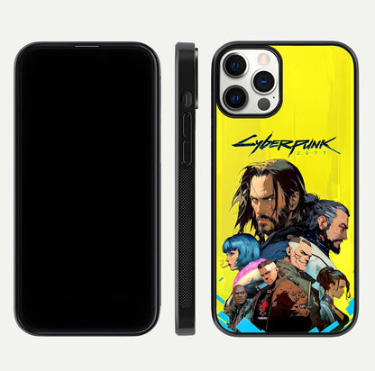 Neon Rebel Genesis Glass Case for iPhone 12 Pro front & back layout highlighting futuristic theme and curves