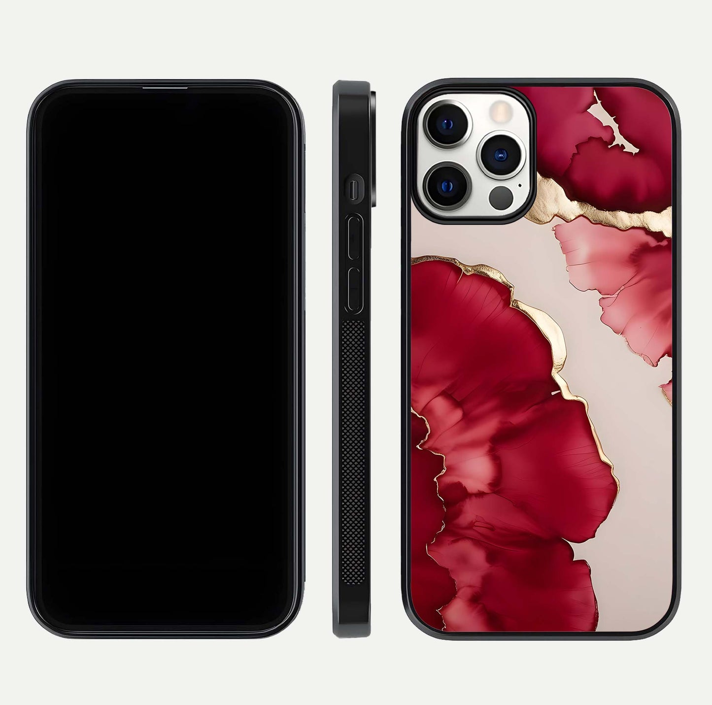 Pink & White Marble Glass Case For iPhone 12 Pro