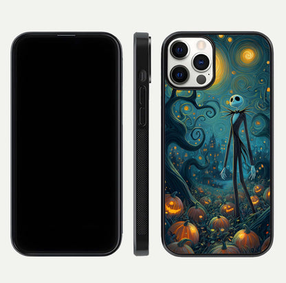 Pumpkin Moonlight Tale Glass Case for iPhone 12 Pro front & back layout showing festive orange tone and edges