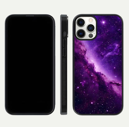Purple Shade Sky Glass Case for iPhone 12 Pro front & back layout showing HD tones and clean glass edges