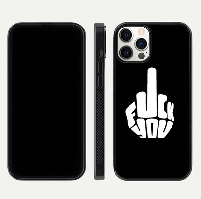 Rebel Mode On Glass Case for iPhone 12 Pro front & back layout showing minimal tone and clean edge fit