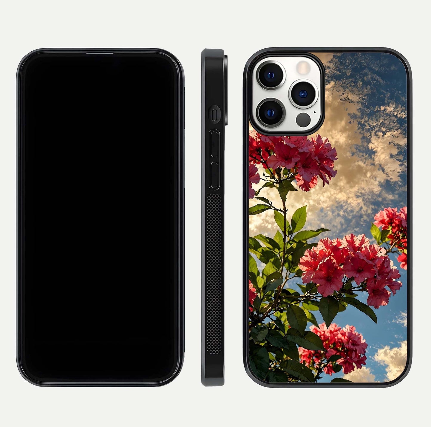Red Bloom Skies Glass Case for iPhone 12 Pro front & back layout showing soft gradient sky tones and edges