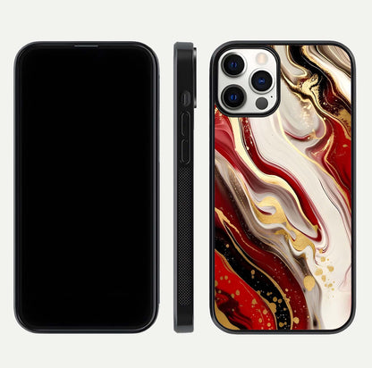Red & White Marble Glass Case For iPhone 12 Pro