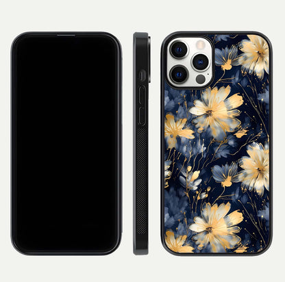 Royal Petal Dream Glass Case for iPhone 12 Pro front & back layout showing floral pattern and clean edge finish