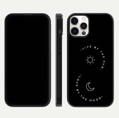 Sun Moon Balance Glass Case for iPhone 12 Pro front & back layout showing smooth gradient and balanced design