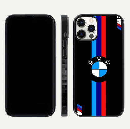 Turbo BMW Beast Glass Case for iPhone 12 Pro front & back layout showing bold design and smooth finish