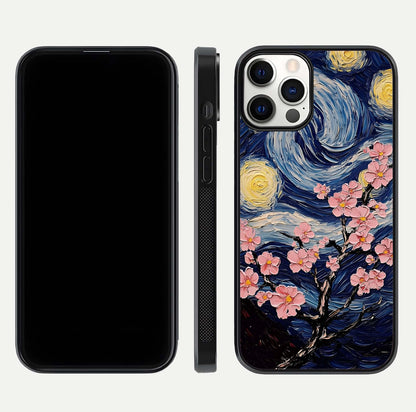 Van Gogh Scenery Glass Case for iPhone 12 Pro front & back layout showing vibrant tones and detailed design