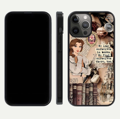 Bookish Dream World Glass Case for iPhone 12 Pro Max dual-view layout displaying colorful fantasy print and edge finish