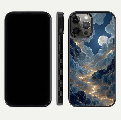 Celestial Cloud Road Glass Case for iPhone 12 Pro Max front-and-back layout displaying balance between light and depth