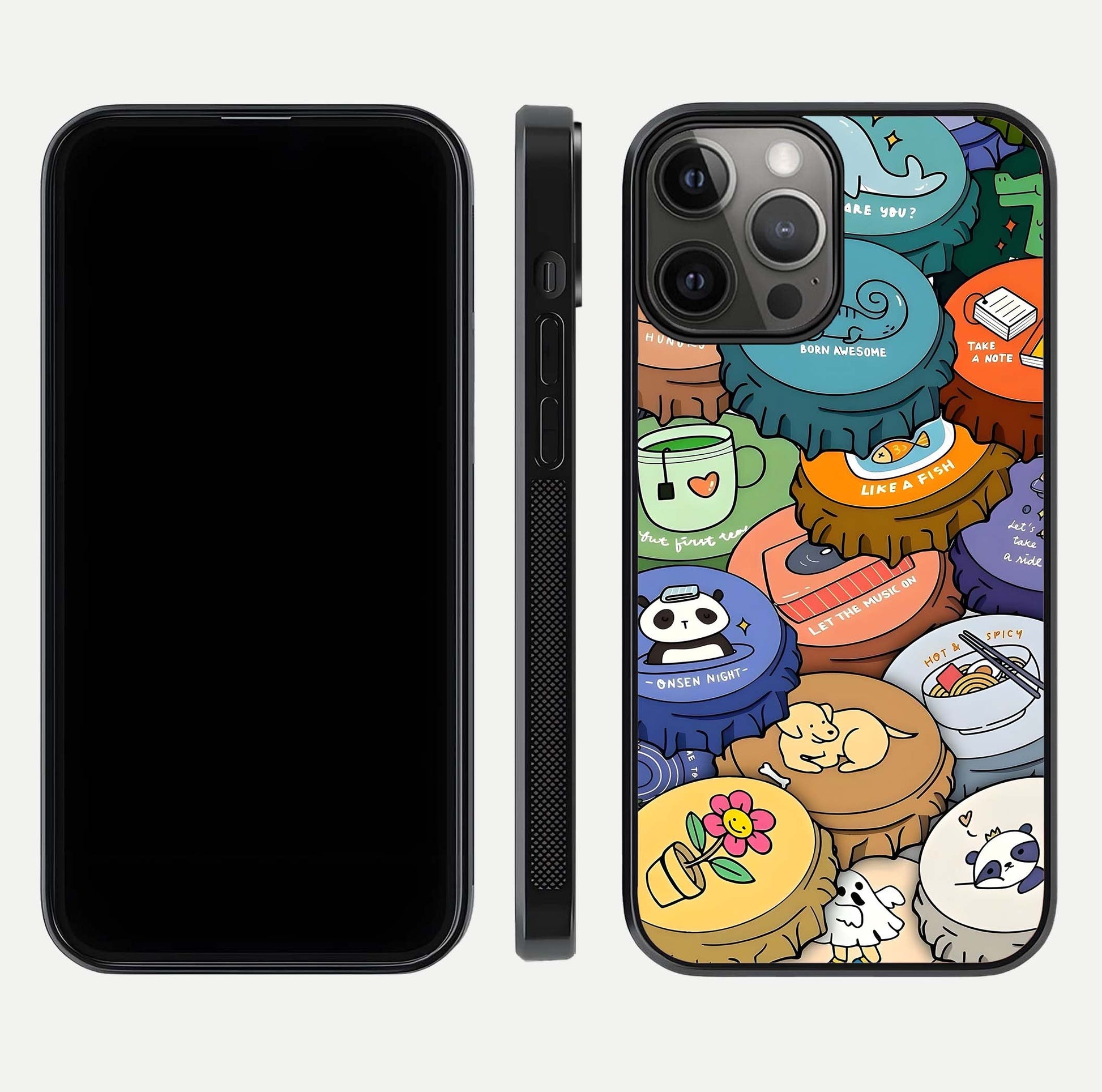 Coins Patterns Glass Case for iPhone 12 Pro Max dual-view layout displaying elegant art and glass clarity