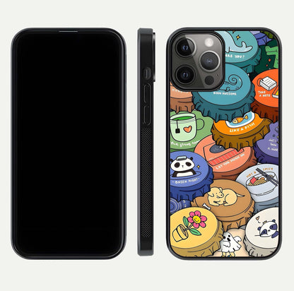 Coins Patterns Glass Case for iPhone 12 Pro Max dual-view layout displaying elegant art and glass clarity