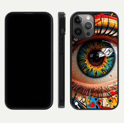 Colorful Eye Glass Case for iPhone 12 Pro Max dual-view layout displaying vivid tones and smooth glass edges