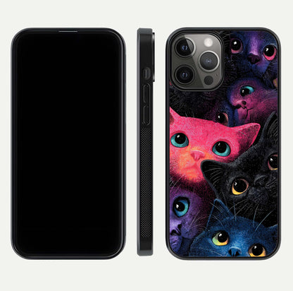 Cosmic Cats Dreams Glass Case for iPhone 12 Pro Max dual-view layout displaying HD print and glossy shine