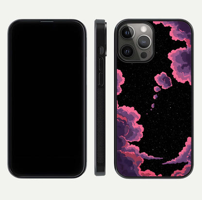 Cosmic Cloud Journey Glass Case for iPhone 12 Pro Max dual-view layout displaying celestial tones and edge clarity