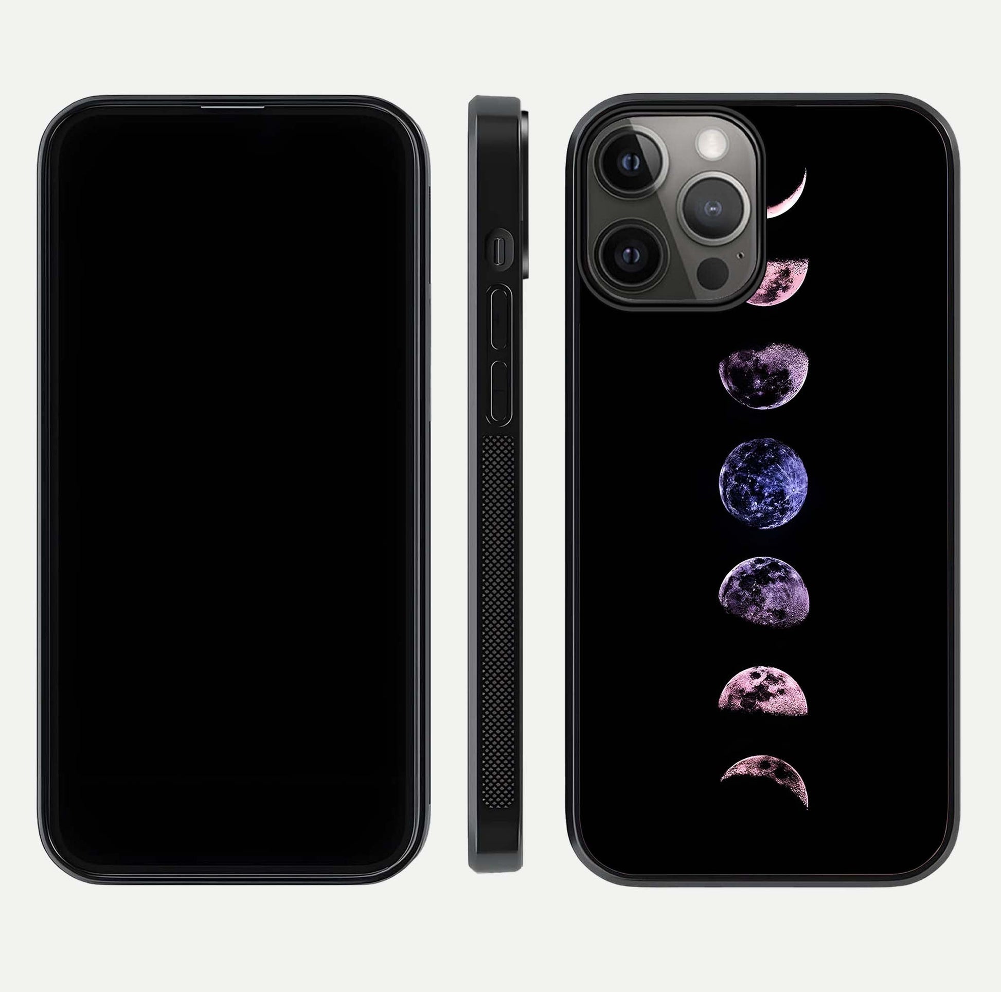 Crimson All Planets Glass Case for iPhone 12 Pro Max dual-view layout displaying crimson tones and curved edges